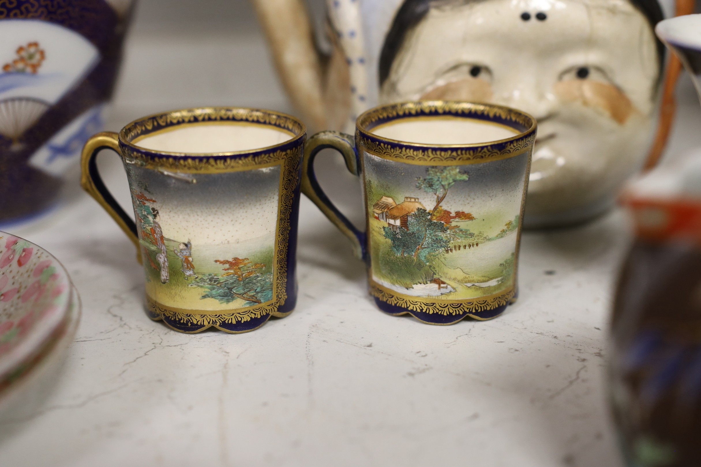 A collection of Japanese ceramics, including Kinkozan Satsuma, Koran-sha Imari etc.